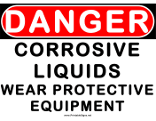 Danger Corrosive Liquids
