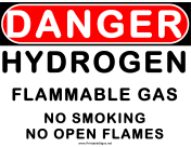 Danger Flammable Gas Hydrogen