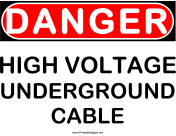 Danger HV Underground Cable