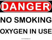 Danger No Smoking Oxygen in Use