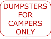 Dumpsters For Campers
