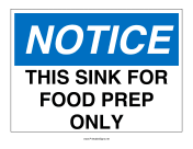 Food Prep Only Sink