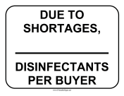 Limit Disinfectants Per Buyer