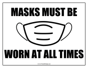 Masks Must Be Worn Sign with graphic