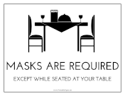 Masks Required Except While At Table