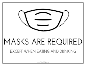 Masks Required Except While Eating