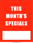 This Month's Specials