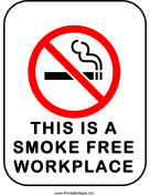 No Smoking Smoke Free Workplace