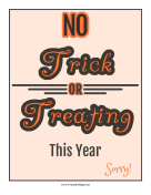 No Trick Or Treating Sign