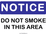 Notice Do Not Smoke