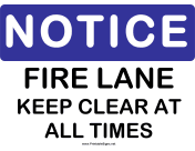 Notice Keep Fire Lane Clear