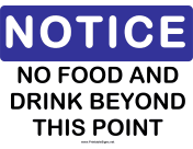 Notice No Food and Drink