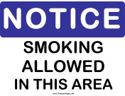 Notice Smoking Allowed