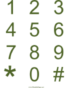 Numbers Green on White