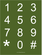 Numbers White on Green