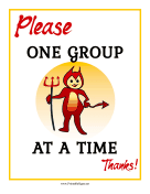 One Group At A Time Sign
