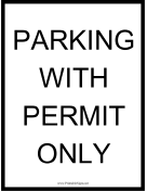 Park With Permit Only