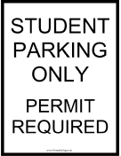 Permit Required Student Parking Only