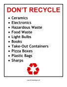 Recyclables Exclusions