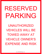 Reserved Parking Tow Warning
