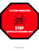 Stop — Pesticide Storage Area