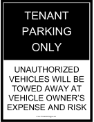 Tenant Parking Tow Warning Black