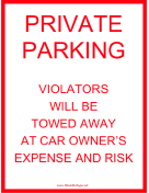 Tow Warning Private Parking