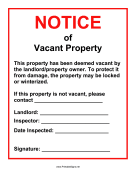 Vacant Property Notice