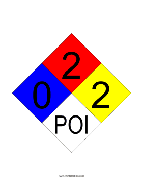 NFPA 704 0-2-2-POI Sign