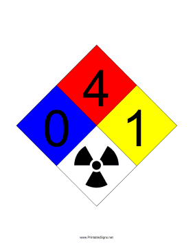 NFPA 704 0-4-1-RADIATION Sign