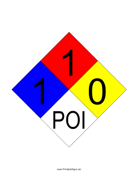 NFPA 704 1-1-0-POI Sign