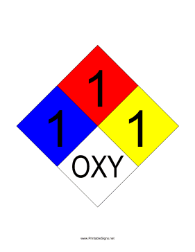 NFPA 704 1-1-1-OXY Sign