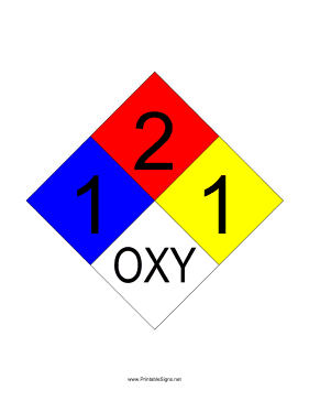 NFPA 704 1-2-1-OXY Sign
