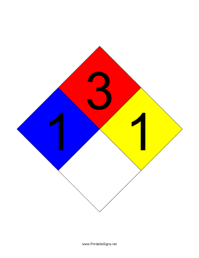 NFPA 704 1-3-1-blank Sign