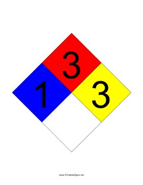 NFPA 704 1-3-3-blank Sign