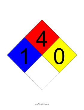 NFPA 704 1-4-0-blank Sign