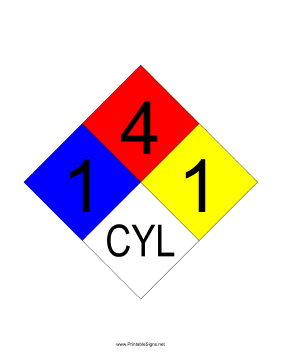 NFPA 704 1-4-1-CYL Sign