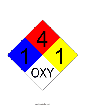 NFPA 704 1-4-1-OXY Sign