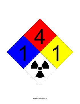 NFPA 704 1-4-1-RADIATION Sign