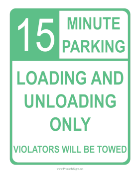 15-Minute Parking Sign