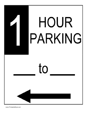 One Hour Parking to the Left Sign