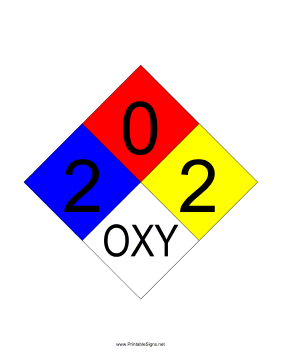 NFPA 704 2-0-2-OXY Sign