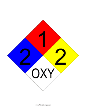 NFPA 704 2-1-2-OXY Sign