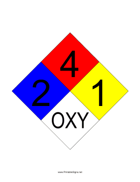 NFPA 704 2-4-1-OXY Sign