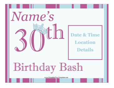 30th Birthday Party Flyer Sign