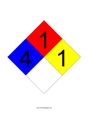 NFPA 704 4-1-1-blank Sign