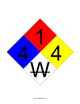 NFPA 704 4-1-4-W Sign