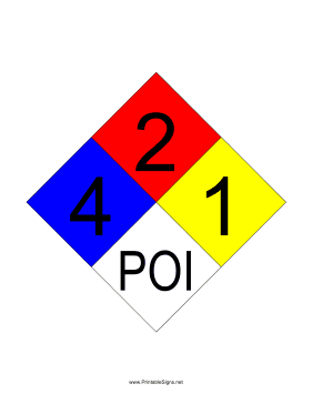 NFPA 704 4-2-1-POI Sign