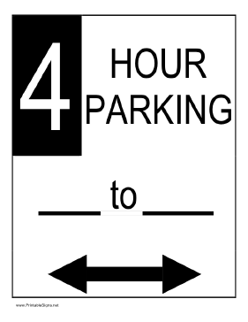 Four Hour Parking Sign