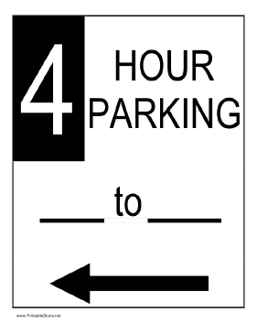 Four Hour Parking to the Left Sign